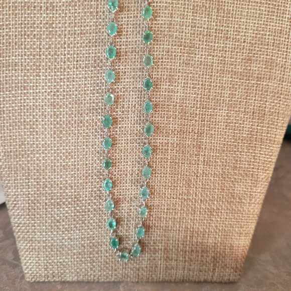 Emerald Necklace 53 Natural Stones Over 12ct May Birthstone 20" Long Sterling - Picture 6 of 15